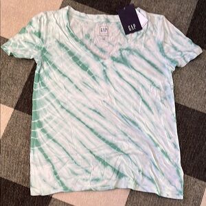 GAP Green Tie-Dye V-Neck T-Shirt size XS